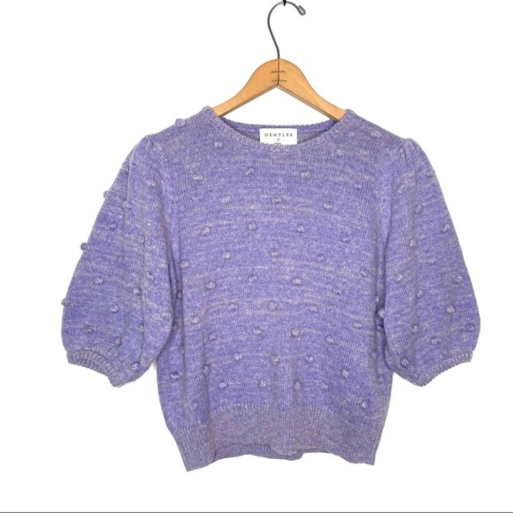 J.Crew Demylee puff sleeve Pom sweater sz M